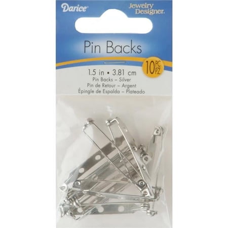 Darice 1920-51 1.5 in. Pin Backs, Nickel - 10 per Pack