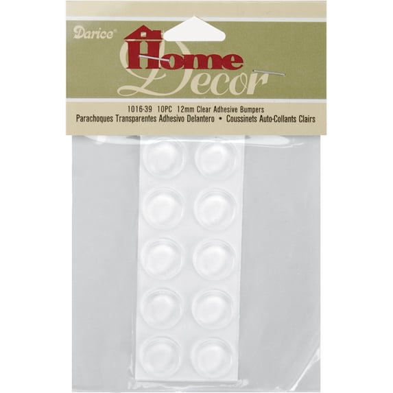 Darice 223709 Adhesive Bumpers Round 12mmX4mm 10-Pkg-Clear