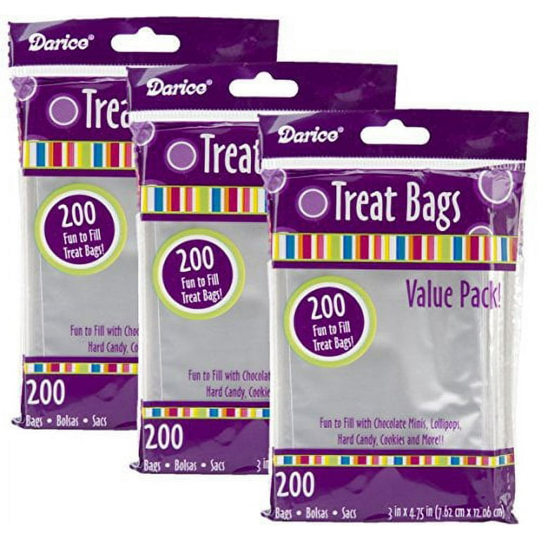  Darice Value Pack, 3 x 4.7 inches, 200 Pieces Treat bags,  clear/transparent (Package May Vary) : Health & Household