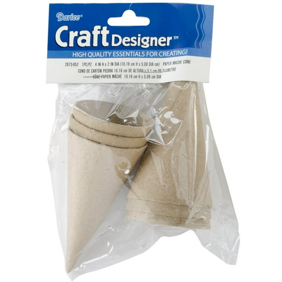 Darice 2873-852 Paper-Mache Cone 6/Pkg-4''X2''