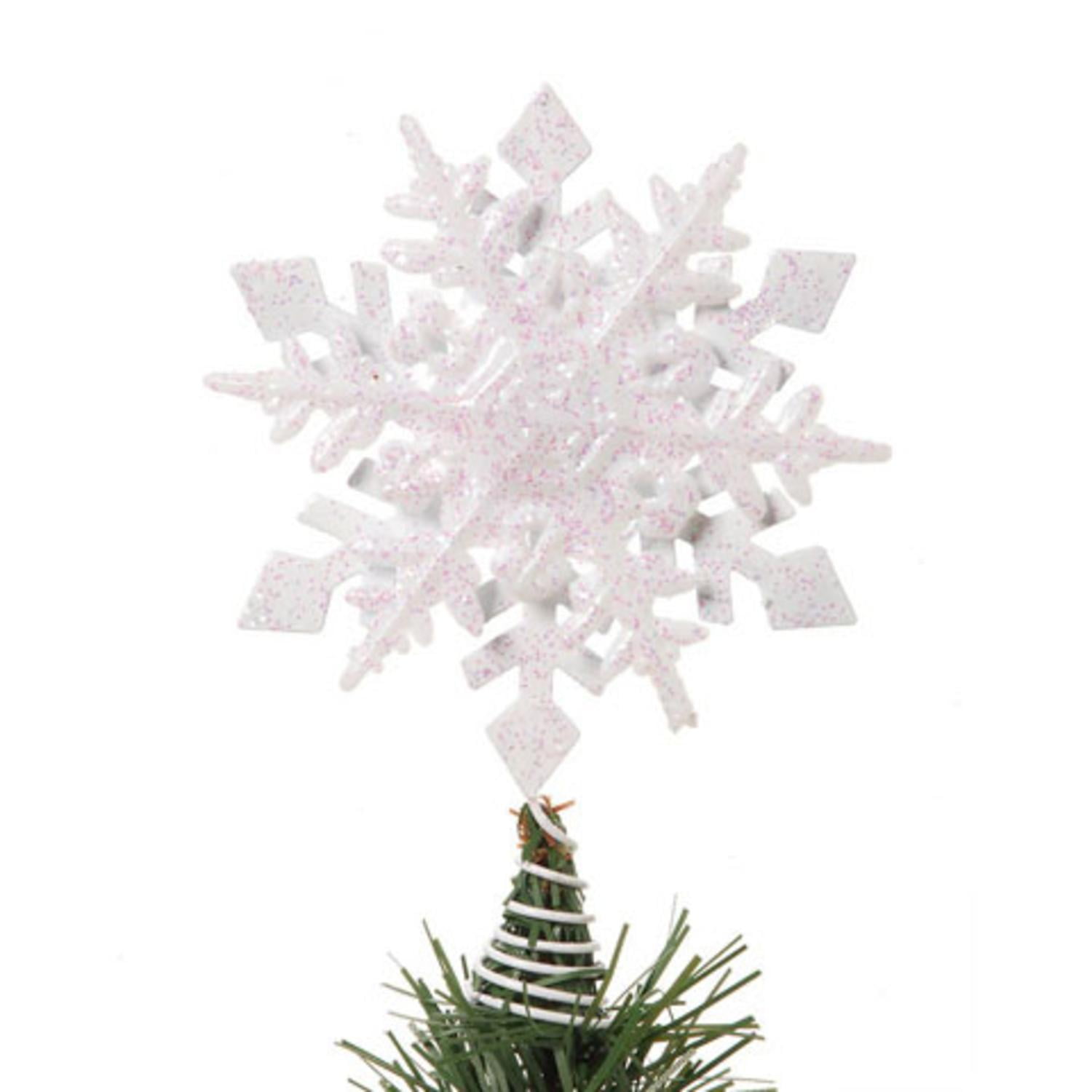 Darice 5.25" White Iridescent Glittered Mini Star Christmas Tree Topper ...