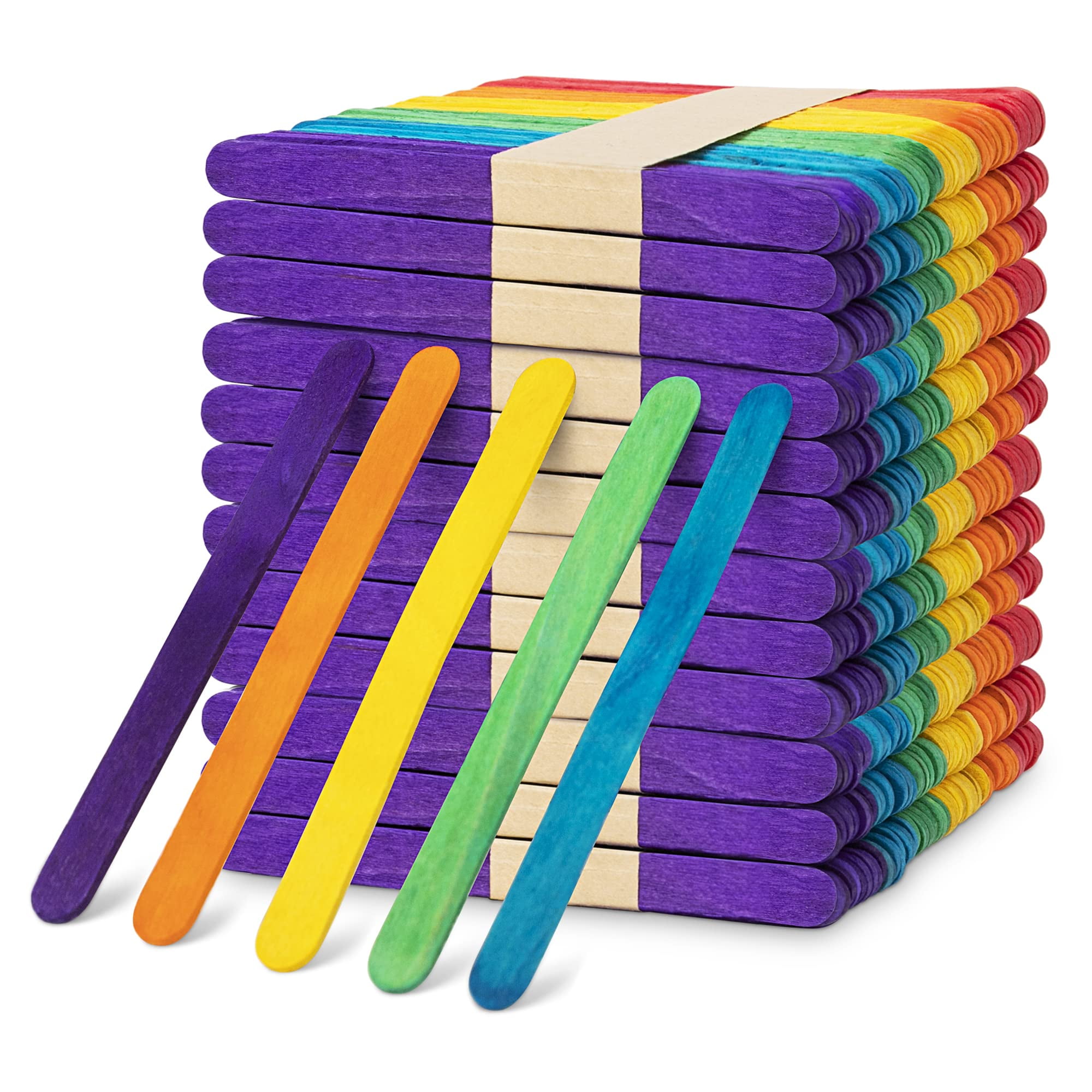 Darice 500 Pcs Colored Popsicle Sticks for Crafts, 4.5 Colorful Wooden  Rainbow Craft Sticks Supplies, STEM DIY Art, Ages 3+