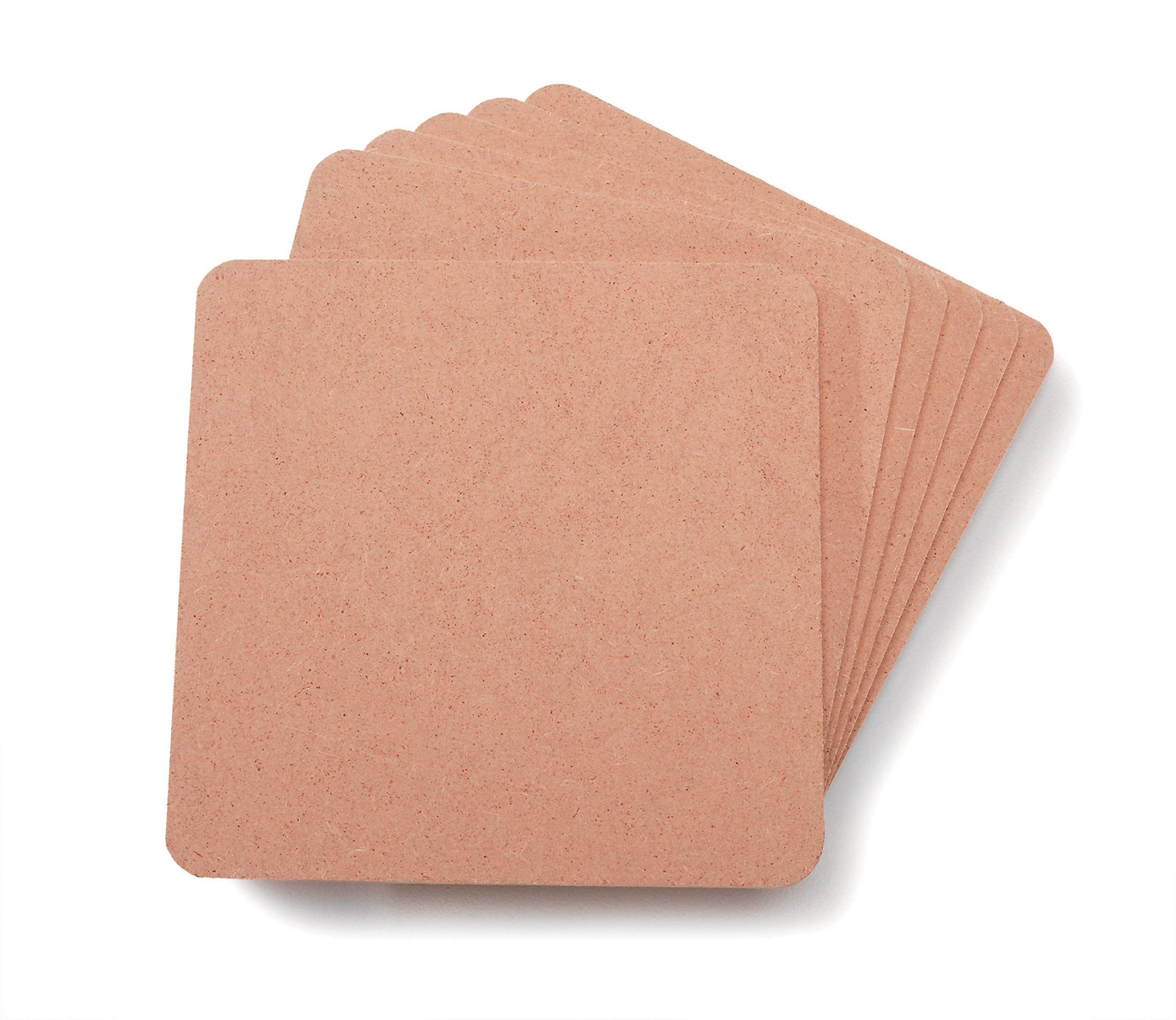 Darice 9190-112 MDF Wood Square Coaster Set (6 Pack), 3.94",, Brown