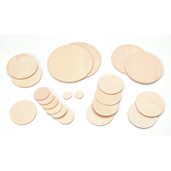 Darice Big Value Wood Circles, Assorted Sizes, 21 Pieces, Perfect for Crafts, Unisex