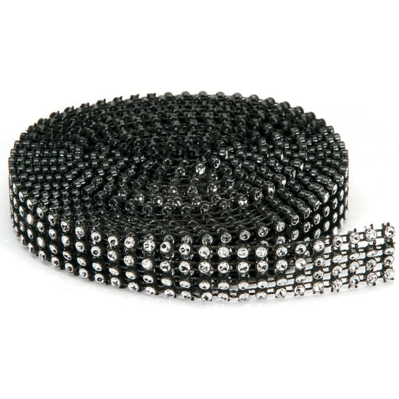 Darice Bling On A Roll 3mm X 3Yards 4 Rows Black and Silver