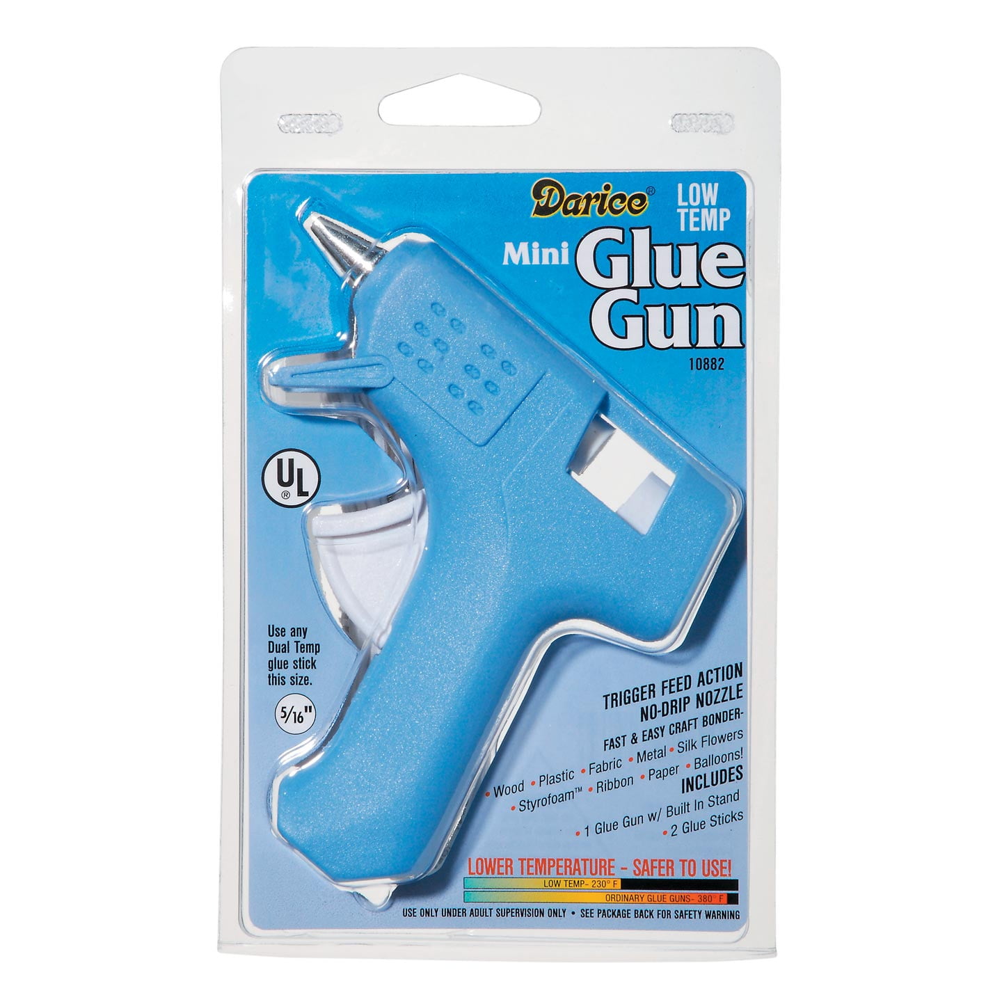 Darice Blue Mini Low Temp Glue Gun with BuiltIn Stand and 2 Glue