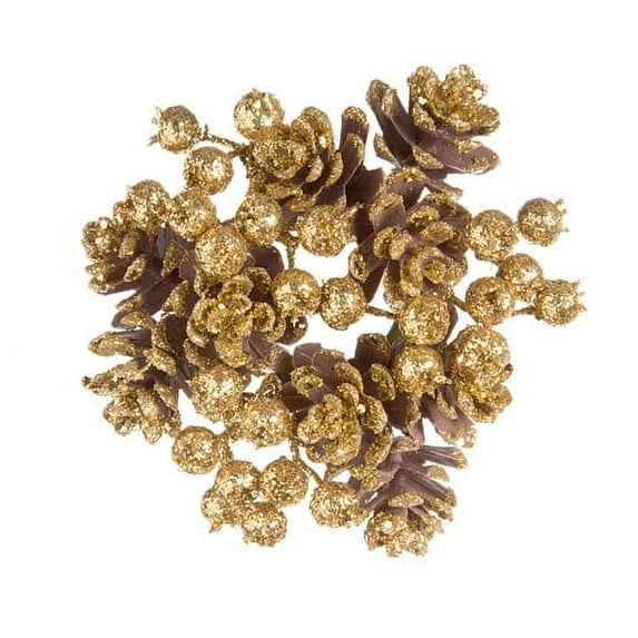 Darice Christmas Candle Rings with Pinecones Glitter Gold 4 Inches