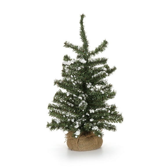 Darice Christmas Floral Snow Glittered Tree with Burlap Base 18 inches
