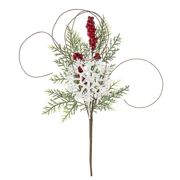 Darice Christmas Pick Snow Flake Pine 12 Inches Window Box