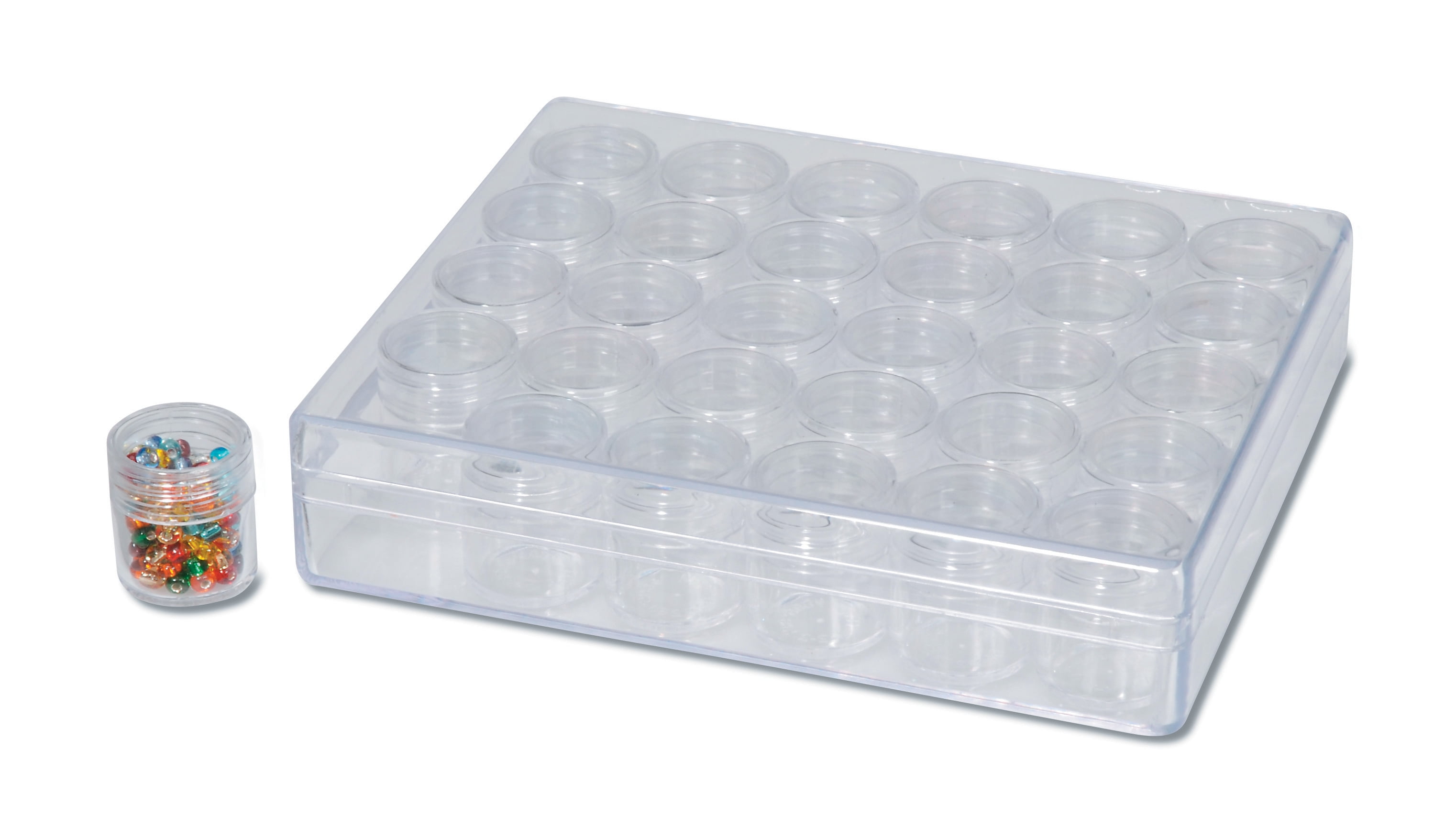 Darice Clear Plastic Bead Container with 30 Small Storage Canisters