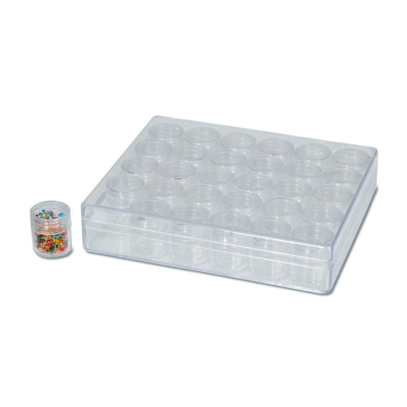 Darice Clear Plastic Bead Container with 30 Small Storage Canisters