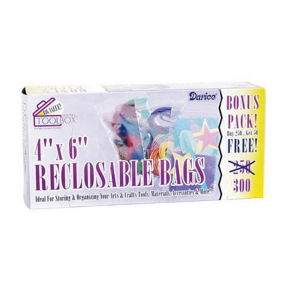 Darice Clear Plastic Reclosable Bags Value Pack, 4 x 6 Inches, 300 Pieces