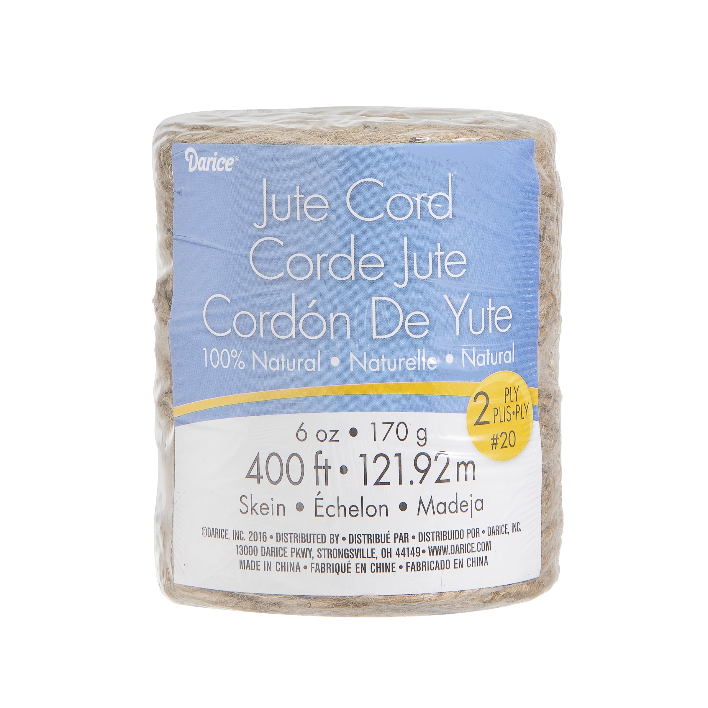 Darice Craft Designer Jute Cord, 2Ply, 400Foot Roll