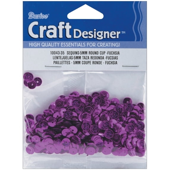 Darice Loose Cup Sequins: Pink Fuchsia Sequins, 5mm, 800 Pack