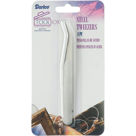 Darice Fine Point Steel Tweezer, 5-Inch, Silver