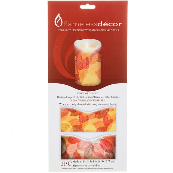 Darice Flameless Decor Fall Leaves Candle Wrap 3.5 x 5 inches