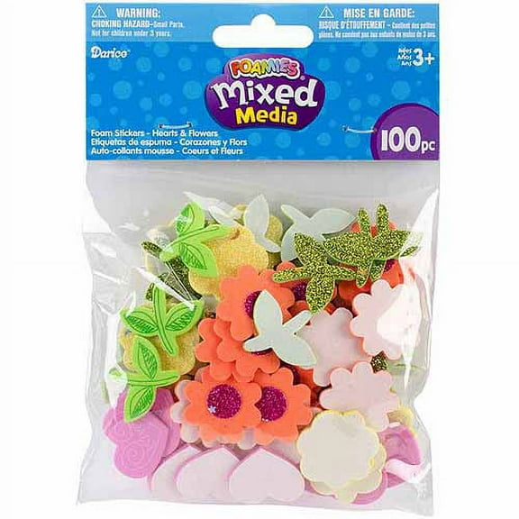 Darice Foamies Mixed Media Stickers Confetti Hearts and Flowers