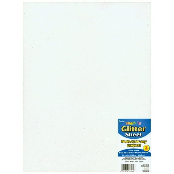 Darice Foamies Sheet 9x12 2mm Glitter Wht