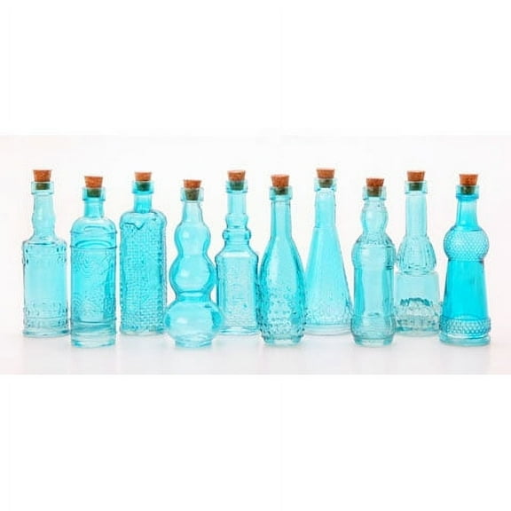 Darice Blue Glass Decorative Bottles, 10 Count