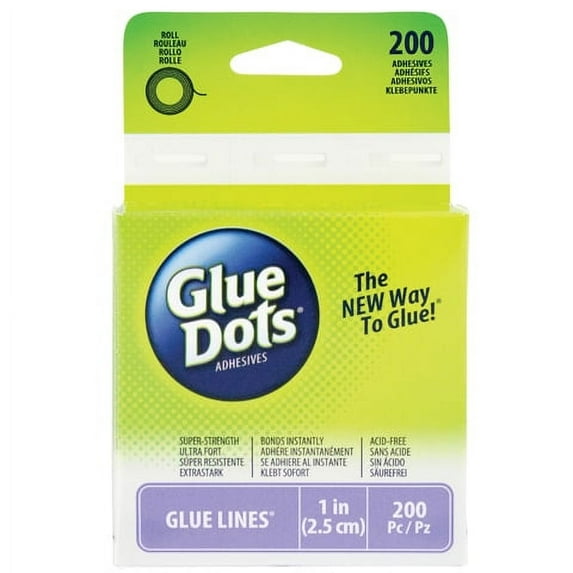 Darice Glue Dots Roll Lines, 1" Clear Acid-Free Adhesive, 200 Count