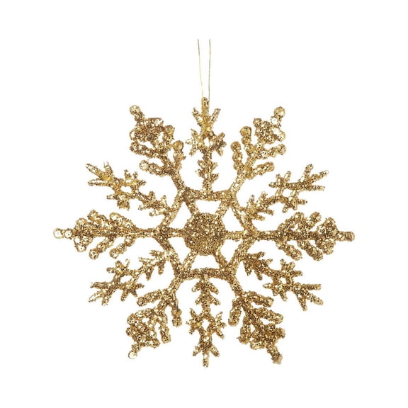 Darice Gold Glitter Snowflake Ornaments with Hanging Loop, 4 inches