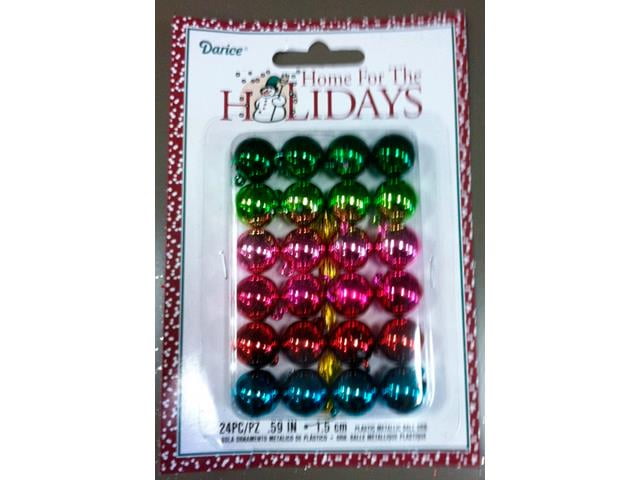 Darice Holiday Ball Ornament .59" Astd Met 24pc