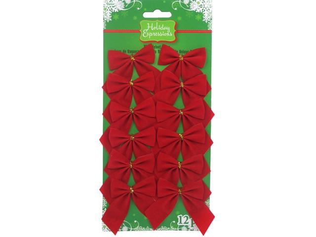 Darice Holiday Velvet Bow 2x2 Red 12pc - Walmart.com