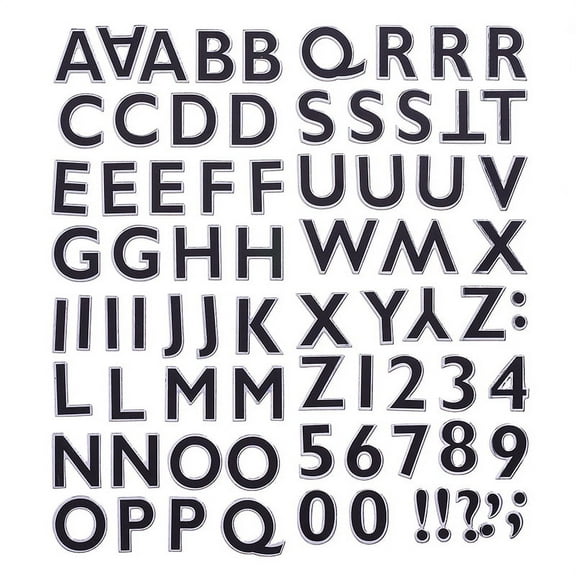 Darice Large Sans Serif Letter Stickers: Black Foil w/Outline, 78 pc
