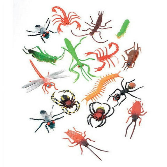 Darice Miniature Plastic Insects Figurine, 2 inches, 16 Pieces
