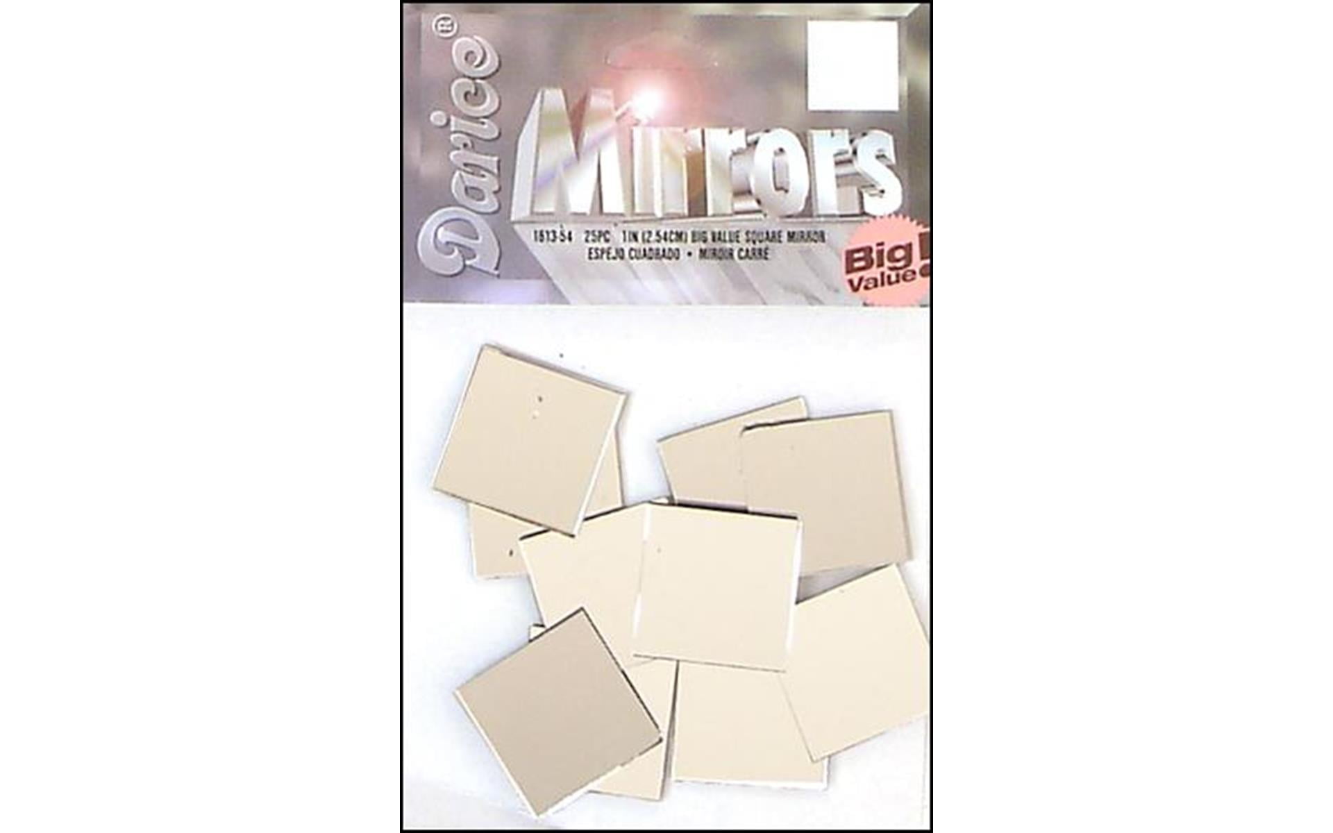Mini Square Glass Craft Mirrors 1" 25-Pack