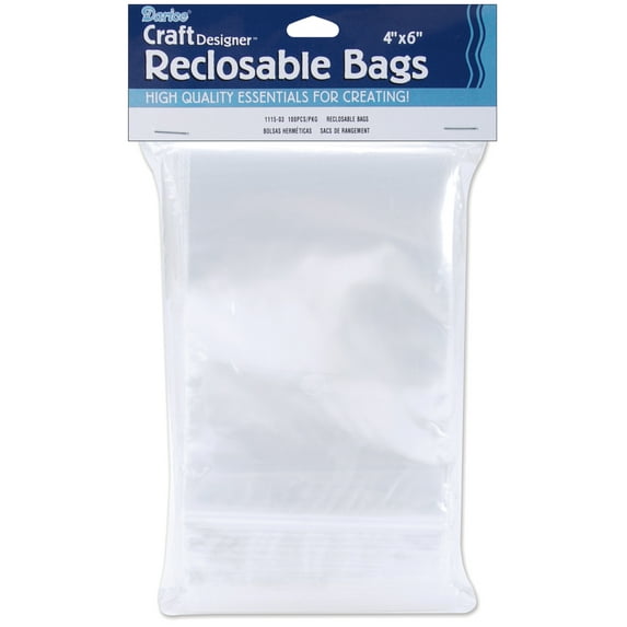 Darice Mix and Mingle Re-Closable Bags Clear Storage Bags Zipper Seal, 100 Count