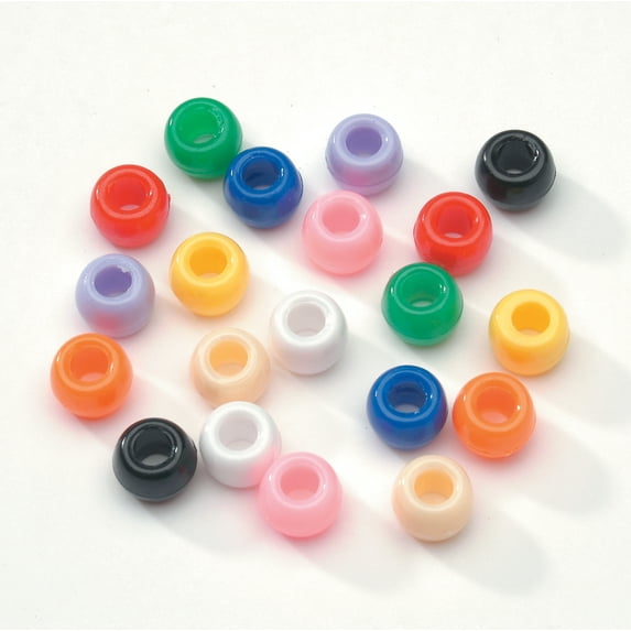 Darice Multicolor Plastic Pony Beads, 9mm, 1000 pieces