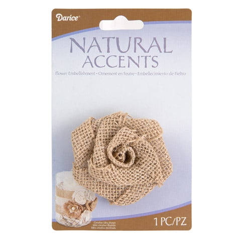 Darice Natural Burlap Rose - 2.5 x 2.5 Inches