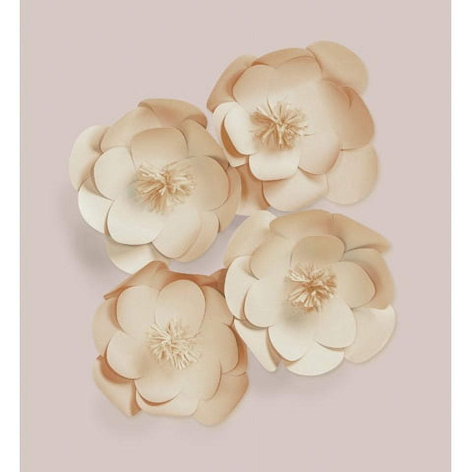 Darice Natural Paper Flower Wall Decor Kit, Assorted Sizes, 4ct