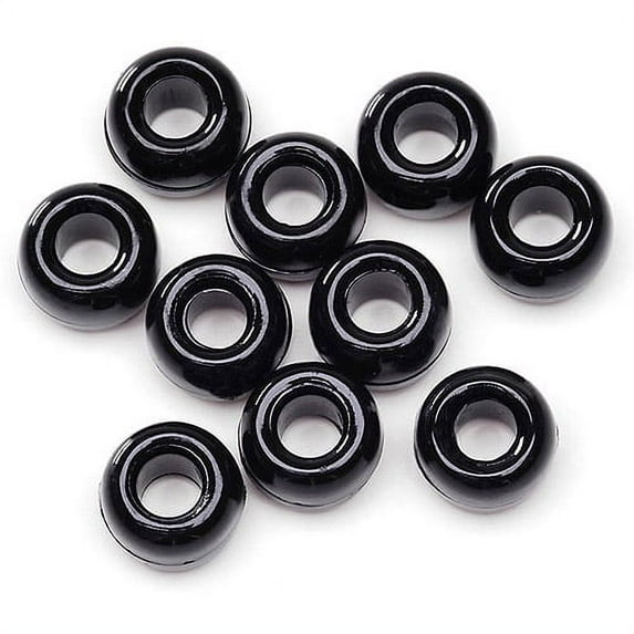 Darice Opaque Black Plastic Pony Beads, 9mm, 720 Pieces