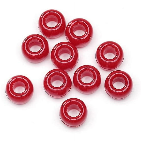 Darice Opaque Red Plastic Pony Beads, 9mm, 720 Pieces
