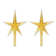 Darice P0681 2-Piece Ceramic Tree Star Ornament, Gold