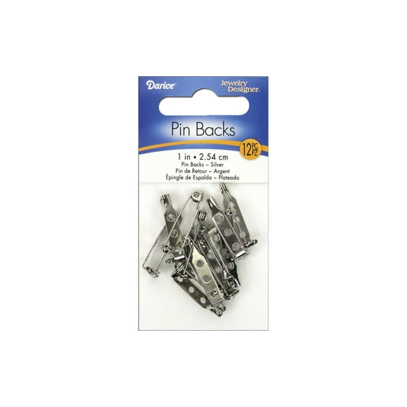 Darice Pin Back 1" Silver 12pc
