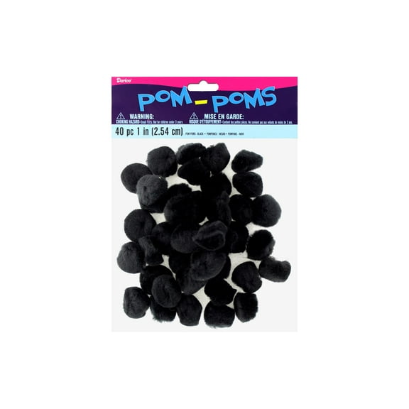 Darice Pom Pom 1" Black 40pc