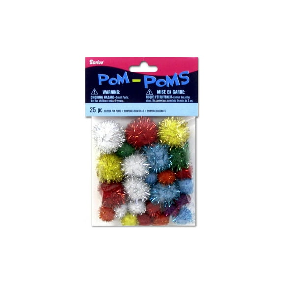 Darice Pom Pom Glitter Astd 25pc