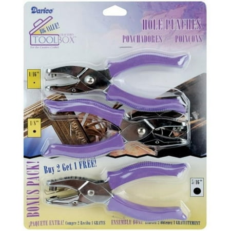 Darice Purple Value Pack Hole Punches, 3 Pieces
