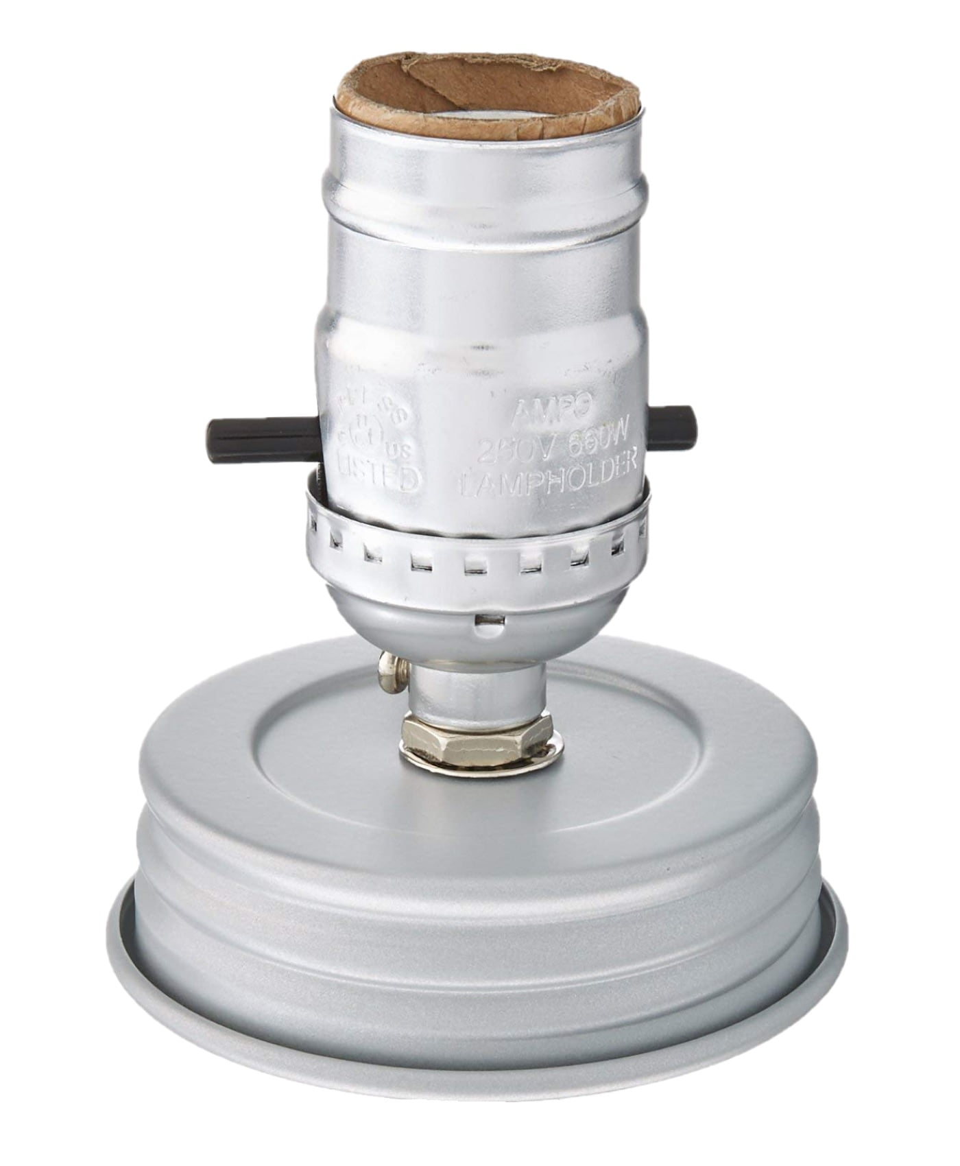 Silver Industrial Canning Jar Lamp Adapter with 8' Cord