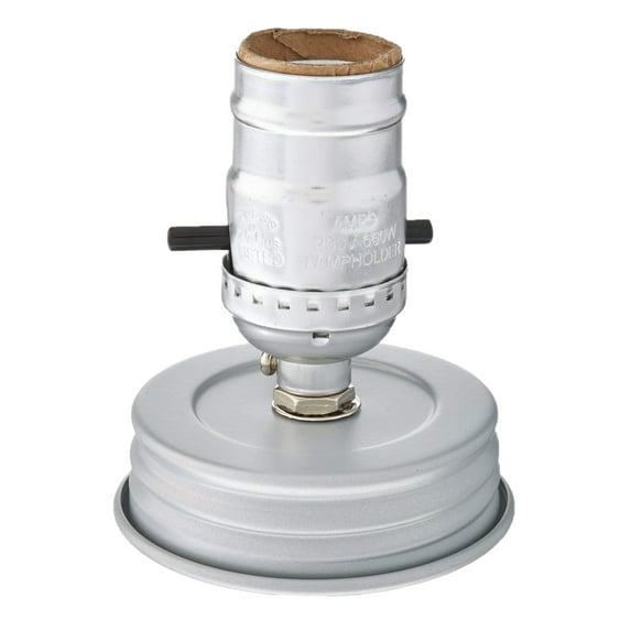 Darice Silver Cleveland Vintage Lighting Silver Canning Jar Light Bulb Lamp Adapter