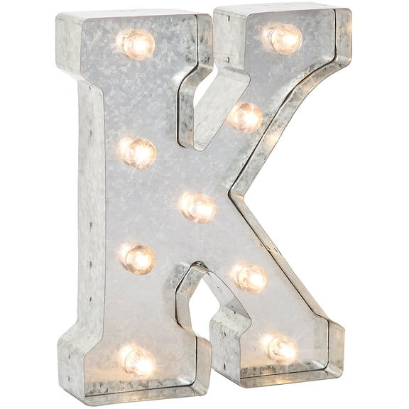 Darice Silver Light Up Marquee Letter K, 9.875 inches