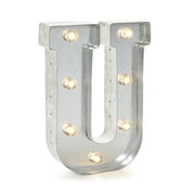 Darice Silver Light Up Marquee Letter U, 9.875 inches