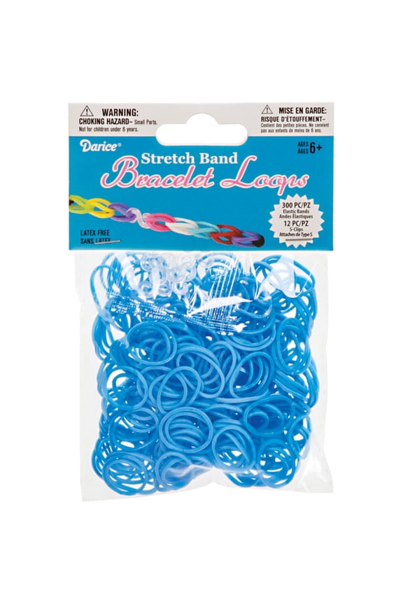 Stretch Band Bracelet Loops Light Blue Color 300 Bands 12 Clasps
