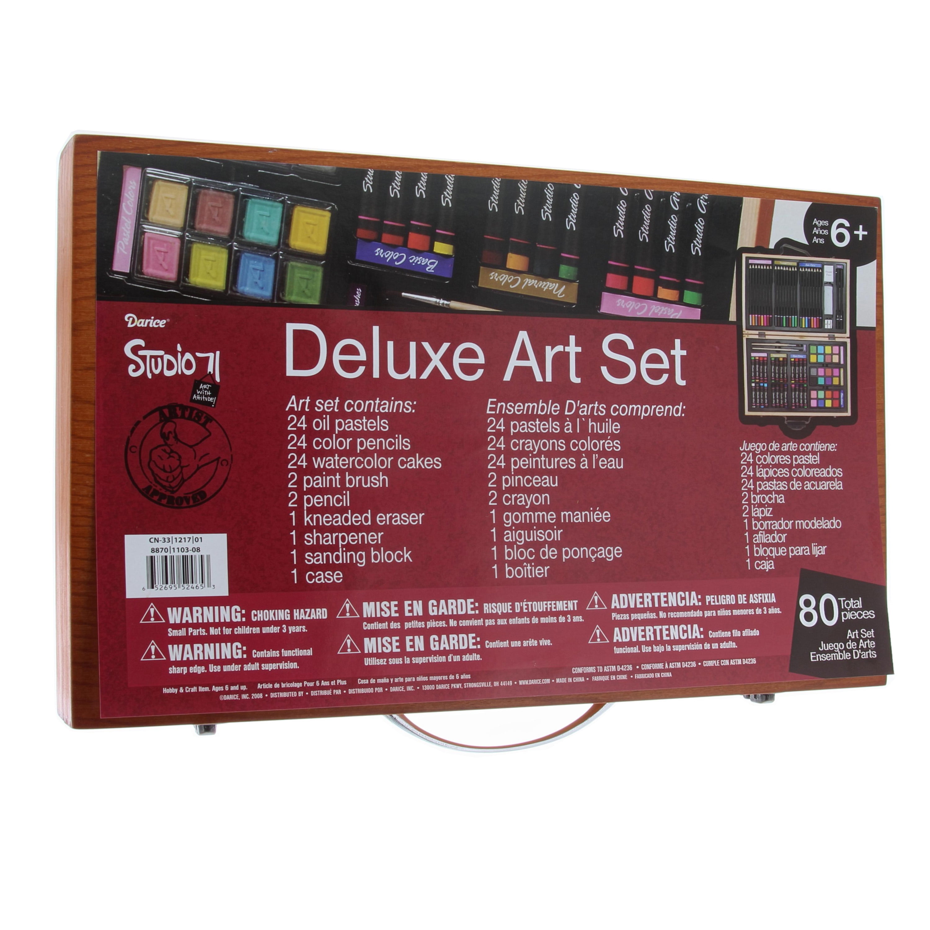 Personalized 80-piece Deluxe Art Set W/wood Carrying Case Arts
