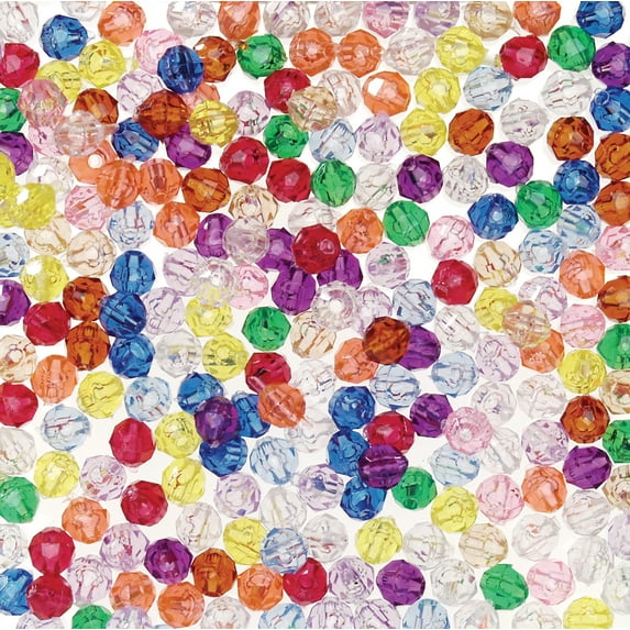 Darice Transparent Multicolor Faceted Beads, 6mm, 1500 Pack