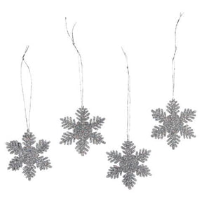 Glitter Snowflake - Silver - 2 Inches - 12 Pieces