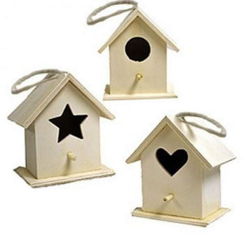 Natural Unfinished Wood Birdhouses with Assorted Openings